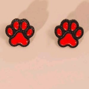 Red & Black Paw Print Earrings